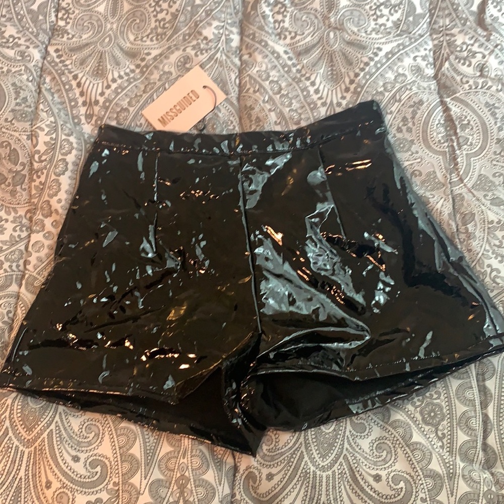 Black Faux Leather Shorts